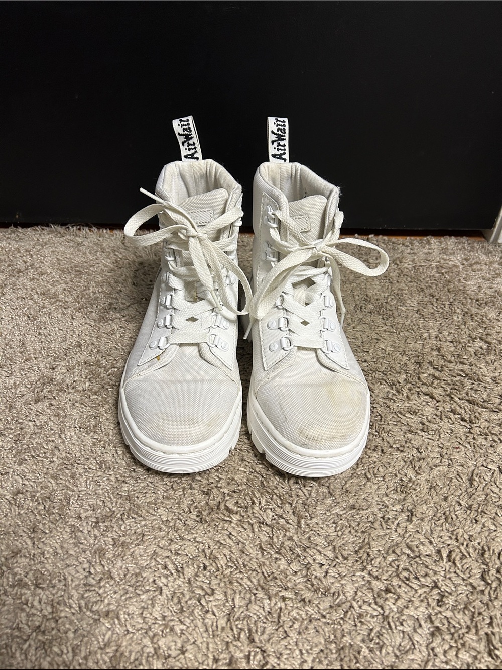 Dr. Martens White Canvas High-Top Combat Boots